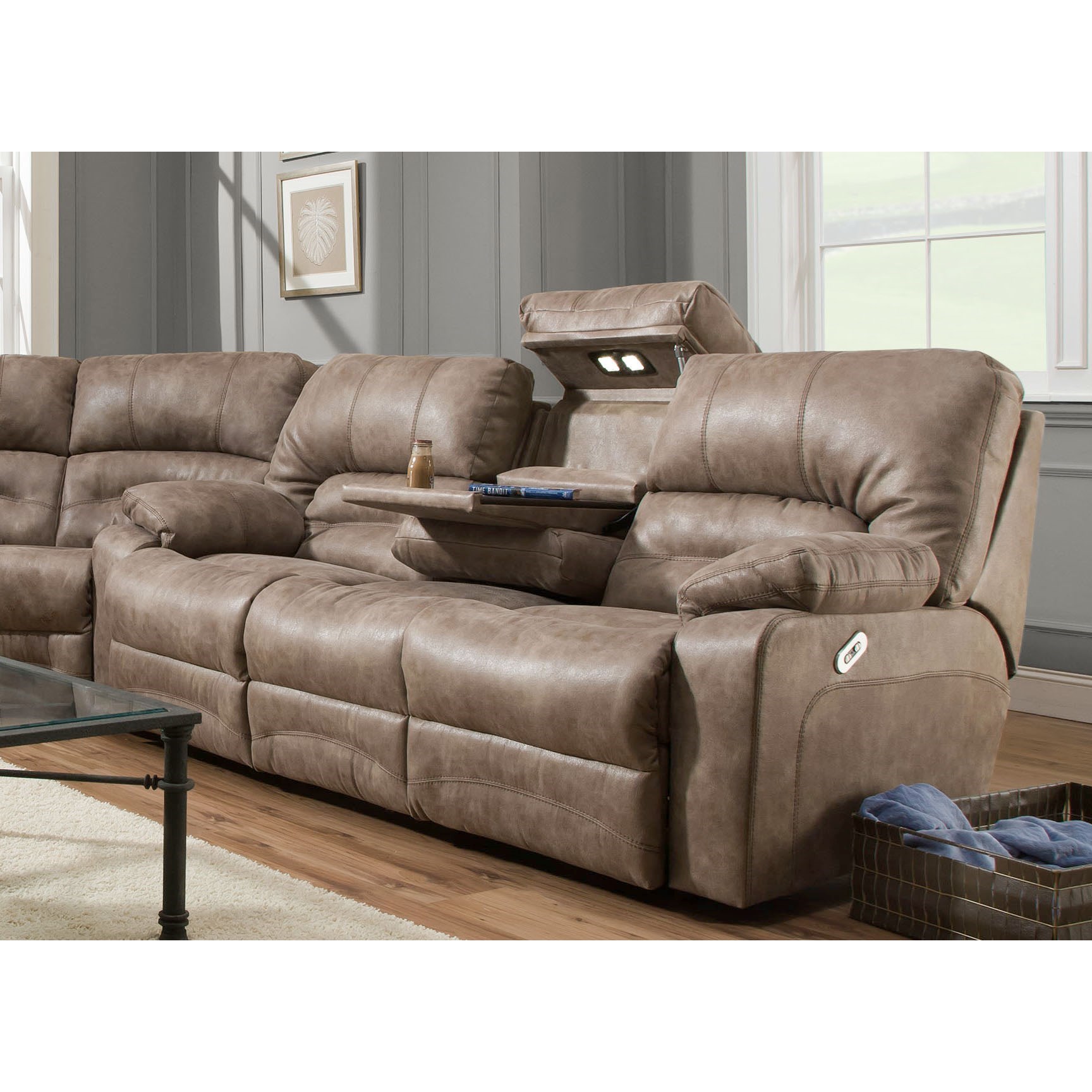 Franklin Legacy 50044 8337 26 Reclining Sofa with Table and Lights